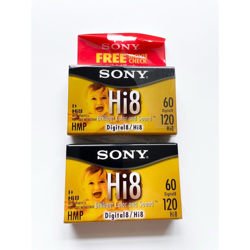 SONY Hi8 Digital 8 60min Video Cassette Tapes Two Pack - P6120HMPL New